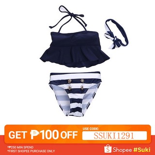 ⚡⏰⚡✨KIDSUP-Baby Girls Bikini Suit Navy Swimsuit (1)