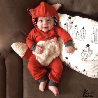Newborn Baby Boy Girl Kid Fox Bodysuit Hooded Romper Jumpsuit Clothes Outfit Costume Age For 0-24 Months
