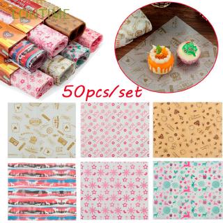 LONTIME 50pcs Color Printing Food Packaging Wax Paper Waterproof Greaseproof Sheet Wrap
