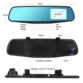 ♙♨○4.3'' 1080P Dual Lens Car DVR Mirror Dash Cam Reversing Camera Video Recorder Rearview Mirror Dig (2)