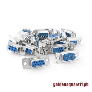 GOLDEN 10pcs D-SUB 9 Pin DB9 Female Solder Type Socket Connector