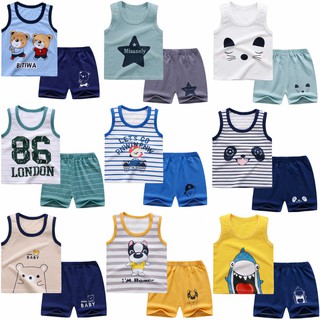 0-5Y Summer Baby Cotton Short Sleeve T-shirt+Shorts Kids Boys Girls Cute Vest 2Pcs/Set