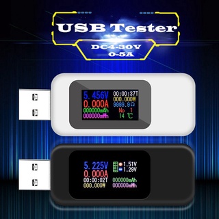 ☃✔10 in 1 Color Display USB Tester 0-5A Current DC 4-30V Voltage USB Charger Tester Power Meter Mobi