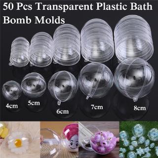 50Pcs 4/5/6/7/8cm Clear Bath Bomb Moulds Round Ball Cake Acrylic DIY Mold Soap Crafting Sphere Fizzy (1)
