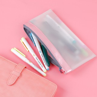 Frosted translucent simple PU creative pencil bag (2)