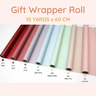 10 Yards Roll Korean Plain Colored Gift Wrapper Paper Bouquet Wrappers