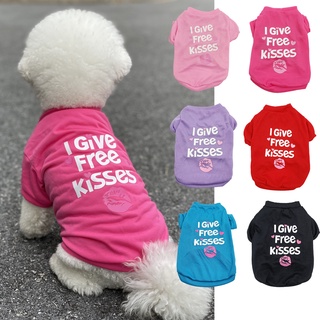 [OSUN]Breathable Pet Dog Clothes Summer Shirt Small Dog Clothing Pet Vest Puppy Thin Vest Give Free Kisses Printed Pet Clothes (1)