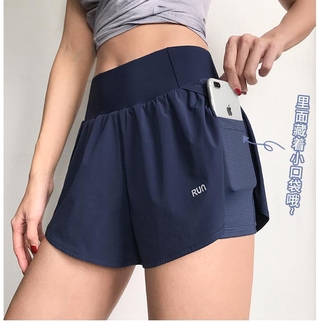 Summer running shorts yoga shorts ladies 2 in 1 marathon quick-drying shorts gym loose sports shorts breathable yoga shorts