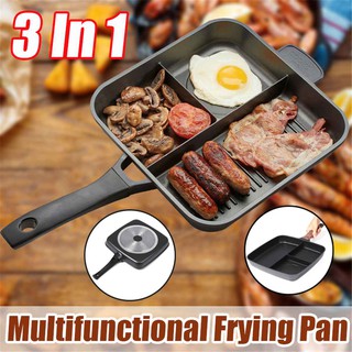 3 in 1 32cm Multi Section Frying Pan Divided Sectional Frying Pan Non-Stick Breakfast Aluminum Fryin (1)