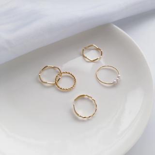 【Give tattoo Stickers】5Pcs The actual picture of Korean gold wavy adjustable rings 1050 (4)