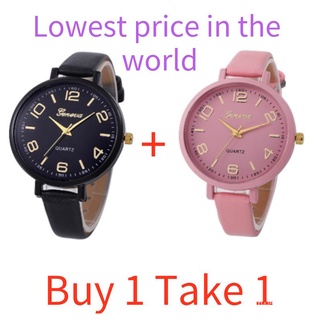 【Buy 1 Take 1】 Geneva Lady Watch Leather Watch Fashion Quartz Watch Tiktok Jewelry Sport Watch Rubbe