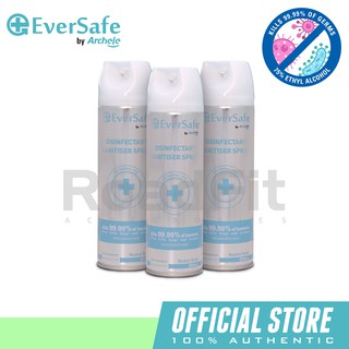 EVERSAFE by Archele Disinfectant Sanitizer Spray, 75% Ethyl Alcohol, 550ml Spray Can #ESD-8006, 3pcs