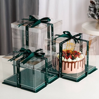 6 inch / 8 inch / 10 inch / 12 inch Elegant Transparent Cake Box / Semi Transparent Cake Box / Transparent Cake Box 6 8 10 12 14-Inch Birthday Cake Box Single Layer Double Layer Heightening Cake Packing Box (7)