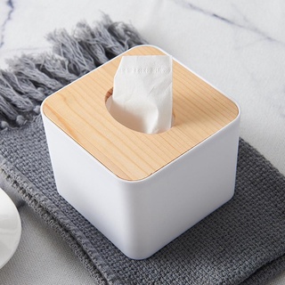 Mini tissue box with wooden lid Solid Wood Napkin Holder Square Shape Wooden Plastic Tissue Box Case Home Kitchen Paper Holdler Storage Box Accessories
