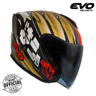 EVO Rx-5 Katana Half Face Dual Visor Helmet With Free Clear Lens