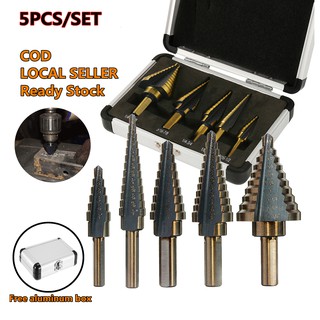 5pcs HSS Cobalt Multiple Hole 50 Sizes Step Drill Bit Set with Aluminum Case