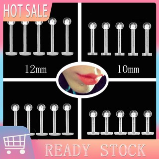 FAS|5Pcs Unisex Clear Round Nose Ear Lip Chin Ring Stud Bar Body Piercing Jewelry