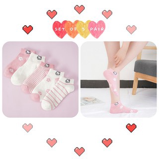 Styleclub Set Of 10 Pairs Hello Kitty Socks Cute Style Printed Socks For Women (6)