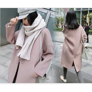 Women Fashion Autumn Winter Woolen Pink Jacket Coats (1)