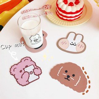 ins hot Creative Silicone Non-slip Thickened Cartoon Cute Rabbit Bear Coasters Coffee Cup Coaster