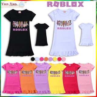 2-12 Years Baby Girl Tshirt Pajamas Dress Cotton Roblox Comfortable Kids Girl Ice Silk Pyjamas Dress