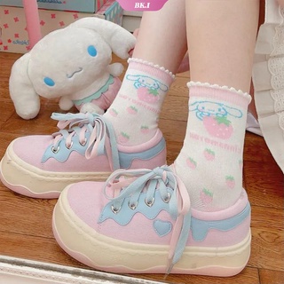Japanese Style Sweet Kuromi Cinnamoroll Socks Cute Sweet JK Socks Lace Edge Socks In Tube Socks【KU2】 (1)