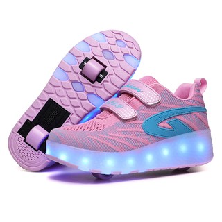 BAOLY [in stock] Unisex outdoor casual shoes LED light Heelys Kids shoes roller skates size 29-40
