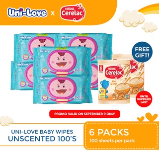 SALE EXCLUSIVE: UniLove Unscented Baby Wipes 100's Pack of 6