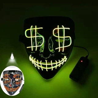 Halloween DOLLAR sign money LED light mask horror thriller grimace pie vendetta mask party cosplay Masquerade masks