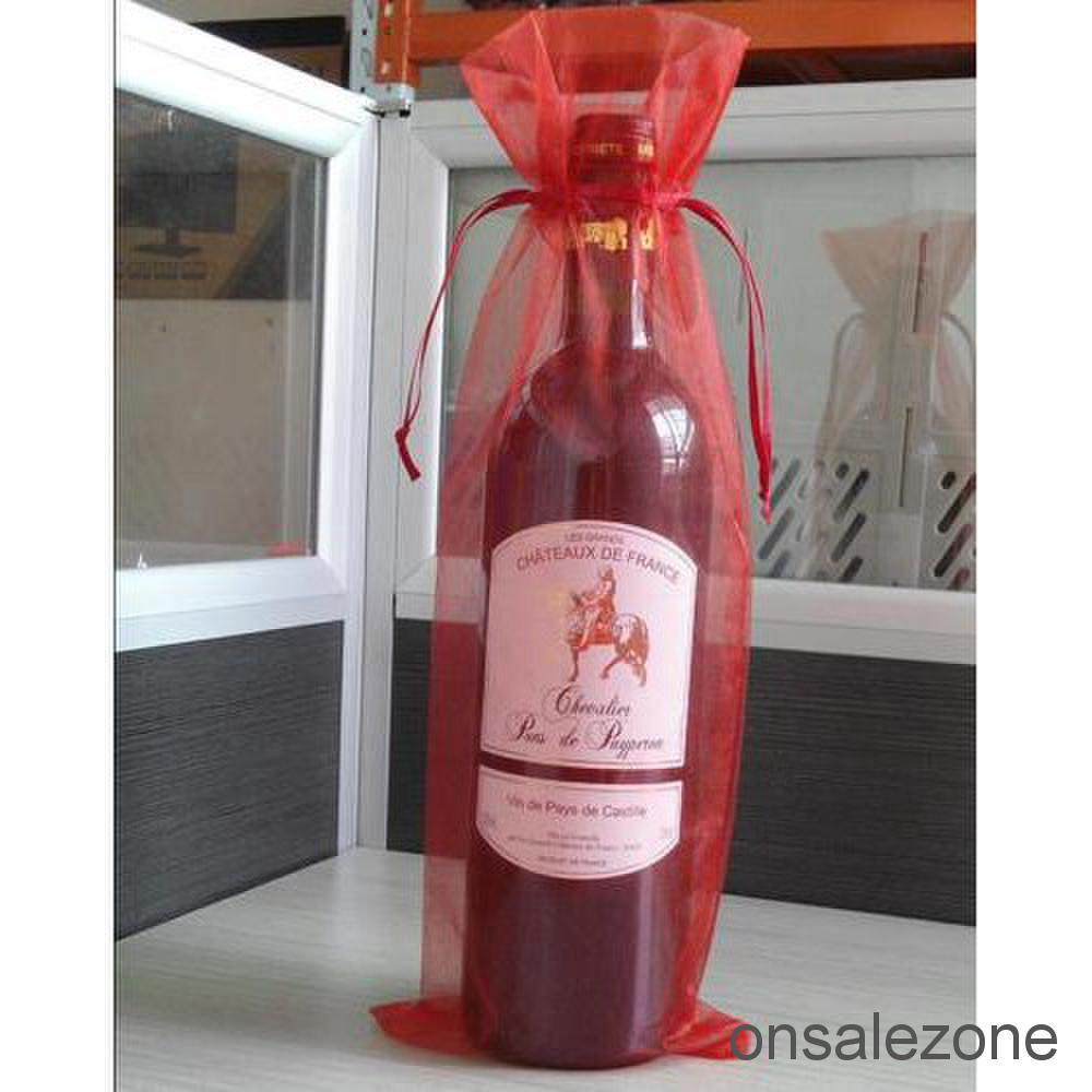 OZPH 10X Sheer Organza Wine Bottle Gift Bags Cover For Party Wedding Favor