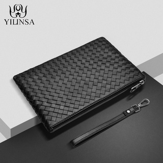 YILINSA 100% Sheepskin Genuine Leather Clutch Bag Men Wallet With Hand Strap Fashion Designer Soft L