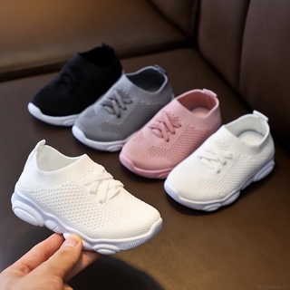 1-9Y Kid Knitted Shoes Breathable Sneakers With Mesh Tops