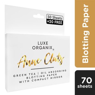 Luxe Organix Green Tea Blotting Paper with Compact Mirror by Anne Clutz 70 sheets