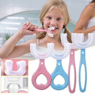 【Only ₱35】2-12 Years Kid's U-shaped Toothbrush Toddler Baby Children's Soft U-shaped Brushing Safe Silicone Brush Tooth Brush