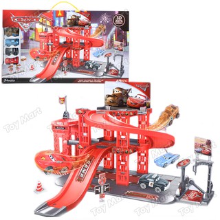 Cars Ultimate Parking Garage with Elevator DIY Assemble Racing Track 4 Cars in 1 Modern Racing Track