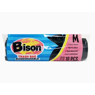 (Medium 10 pcs./roll) BISON HDPE OXO BIODEGRADABLE Black Trash Bags