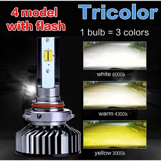 【COD】Tri-color F2 headlight LED headlamp H11 H3 fog lamp H7 H1 H8 fog light H4 9006