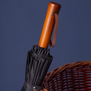 24K Wooden Long Handle Big Golf Umbrella Strong Rain Windproof Glassfiber Umbrellas (4)