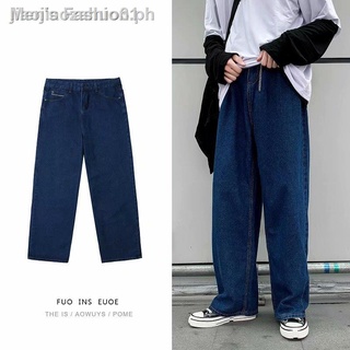☾❖✇▫﹍New style baggy straight pants men's Korean fashion versatile jeans thin fall feeling wide leg (1)