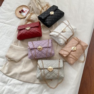 YQY#8078 korean Rhomboid Chain Embroidered Square Bag Single Shoulder sling bag