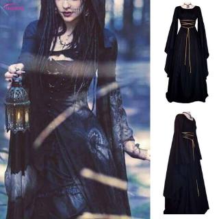 ♥FSM♥ Women Long Sleeve O Neck Victorian Cosplay Party Costume Gown Dresses With Belt