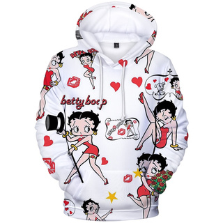 Cute Cartoons Betty Boop Hoodies Men Street Wear Sweatshirt Print Betty Boop Teen