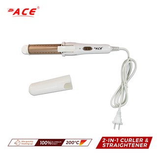 ACE 2-in-1 Hair Straightener And Curler Iron 809 (White)