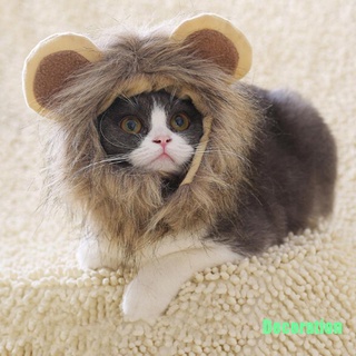 (Decoration) Pet dog hat costume lion mane wig for cat halloween dress up with ears (9)