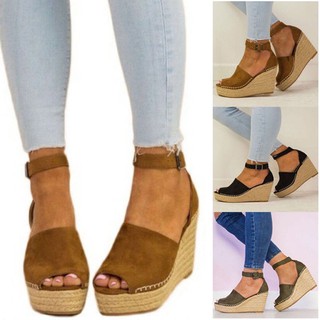 Womens Flatform Cork Espadrille Sandals Wedge Lace Up Ankle Peep Toe Size