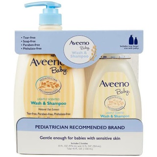 S&R Aveeno Baby Wash & Shampoo, 33 fl oz and 12 fl oz