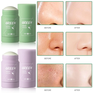 Green Tea Mask Oil Control Anti-Acne Eggplant Solid Purifying Brightening Clay Stick Mask Fine Cleansing Portable Facial Care