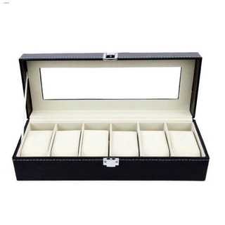 Watch box◎♈Watch Box 6 Grid Leather Display Jewelry Case Organizer
