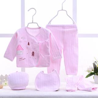 【Available Stock】5pcs Set Newborn Baby Clothes Cotton Unisex Infant Cartoon Clothes for Baby Winter thickening