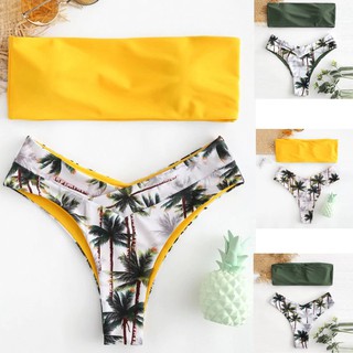 ❆Dooraa❆ Sexy Women Bikini Set Coconut Print Padded Swimwear Bathing Swimsuit Beachwear